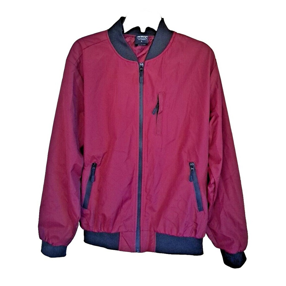 Weiv Athletic Bomber Jacket Men's Size Lg Full Zip‎ Windbreaker 100% Polyester